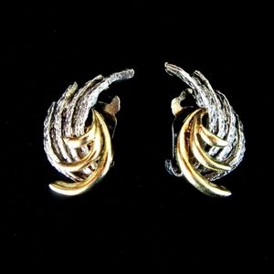 Silver & gold mixed metal Art Deco Clip-On Earrings